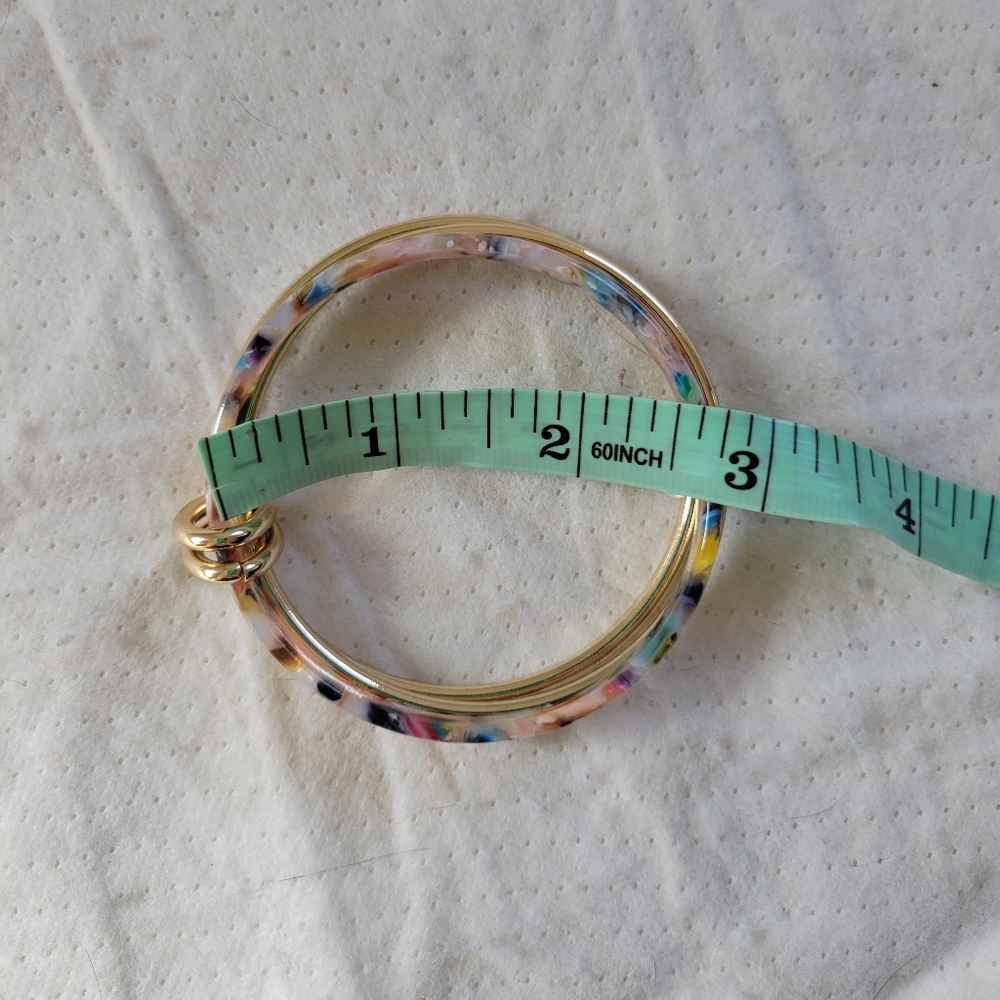 LOFT | NWOT Pretty Multicolor Gold Tone 3 Tier Bangle Bracelet - Picture 9 of 9